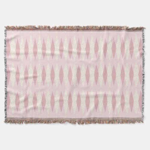 Mid Century Modern Pink Argyle Throw Blanket