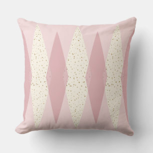 Mid Century Modern Pink Argyle Throw Pillow