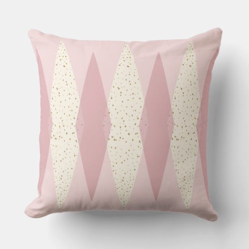 Mid Century Modern Pink Argyle Throw Pillow