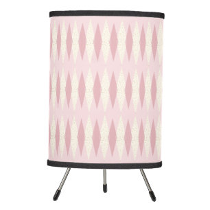 Mid Century Modern Pink Argyle Tripod Lamp