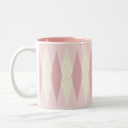 Mid Century Modern Pink Argyle Two Tone Mug