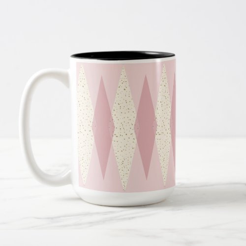 Mid Century Modern Pink Argyle Two Tone Mug