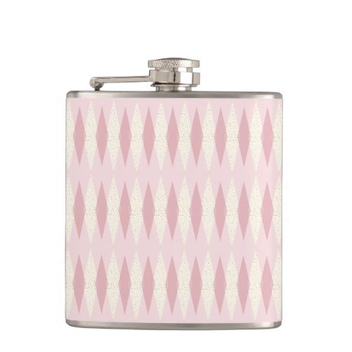 Mid Century Modern Pink Argyle Vinyl Wrapped Flask