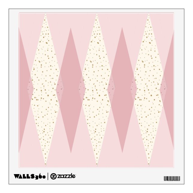 Mid Century Modern Pink Argyle Wall Decal (Front)