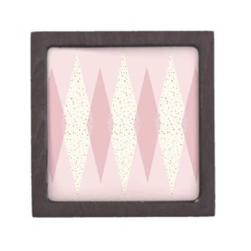 Mid Century Modern Pink Argyle Wooden Gift Box