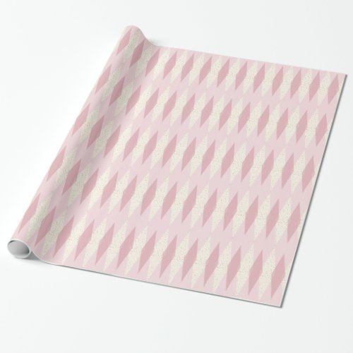 Mid Century Modern Pink Argyle Wrapping Paper