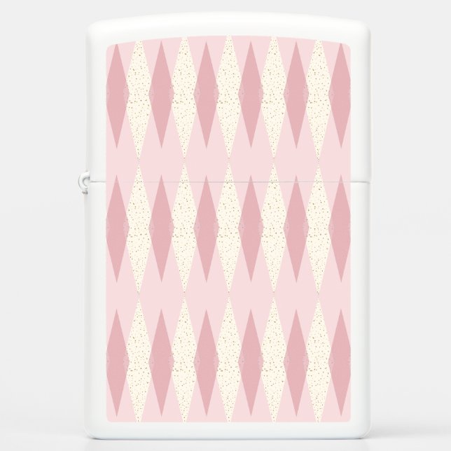 Mid Century Modern Pink Argyle Zippo Lighter (Front)