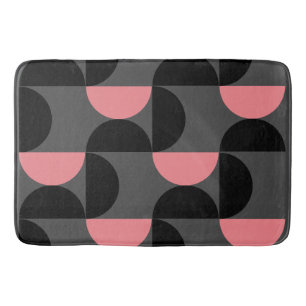 Mid-Century Modern Pink Black and Gray    Bath Mat