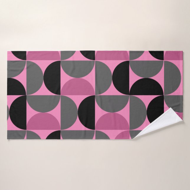 Mid-Century Modern pink, black and gray   Bath Towel (Bath Towel)