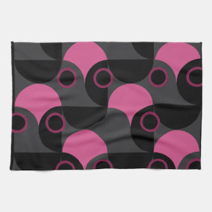 Mid-Century Modern Pink black and gray     Kitchen Towel