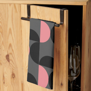 Mid-Century Modern Pink Black and Gray  Kitchen Towel