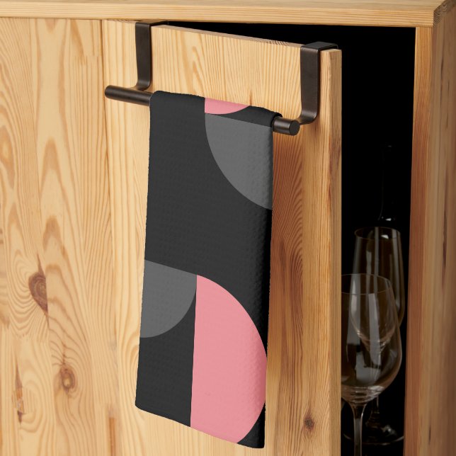 Mid-Century Modern Pink black and gray  Kitchen Towel (Thirds Fold)
