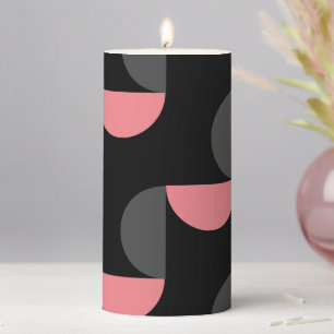 Mid-Century Modern Pink black and gray Pillar Candle