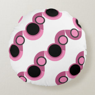 Mid-Century Modern pink, black and gray Round Pillow