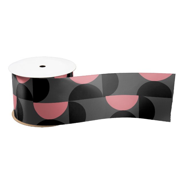 Mid-Century Modern Pink black and gray Satin Ribbon (Spool)