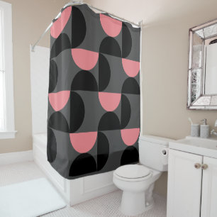 Mid-Century Modern Pink Black and Gray Shower Curtain