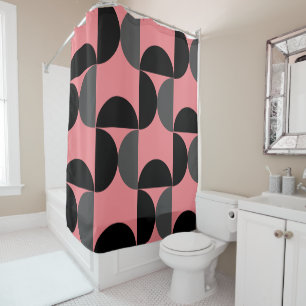 Mid-Century Modern Pink black and gray  Shower Curtain