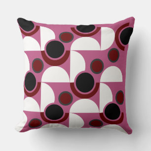 Mid-Century Modern pink, black and gray        Throw Pillow