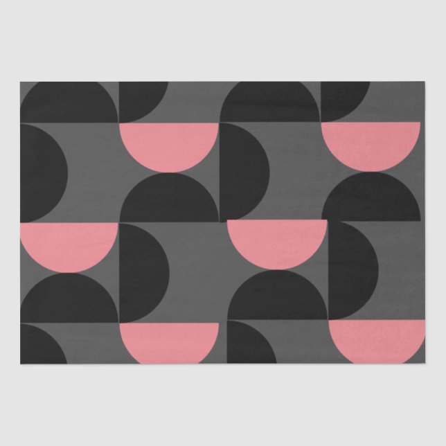 Mid-Century Modern Pink black and gray Tissue Paper (Front)