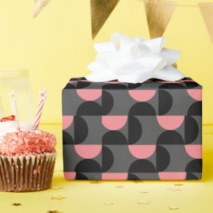 Mid-Century Modern Pink black and gray Wrapping Paper