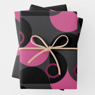 Mid-Century Modern Pink black and gray Wrapping Paper Sheets
