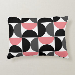 Mid-Century Modern Pink Black and White Accent Pillow