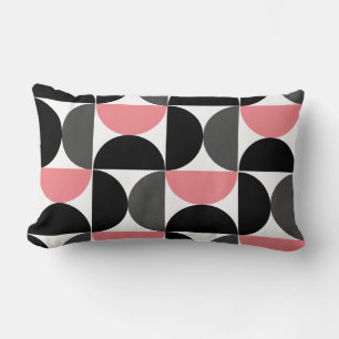 Mid-Century Modern Pink Black and White   Lumbar Pillow
