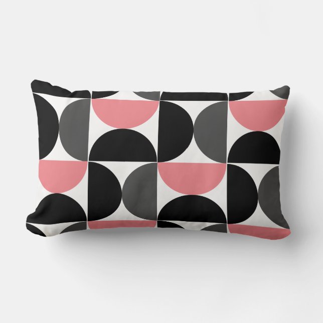 Mid-Century Modern Pink Black and White   Lumbar Pillow (Front)