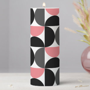 Mid-Century Modern Pink Black and White Pillar Candle