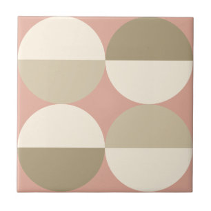 Mid Century Modern Pink circles geometric pattern Ceramic Tile