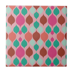 Mid Century Modern Pink Geometric Ceramic Tile