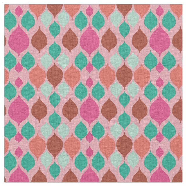 Mid Century Modern Pink Geometric  Fabric (Close Up)