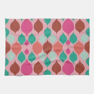 Mid Century Modern Pink Geometric  Kitchen Towel