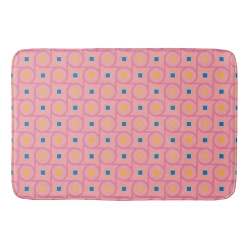 Mid Century Modern Pink Interlocking Circle Bath Mat