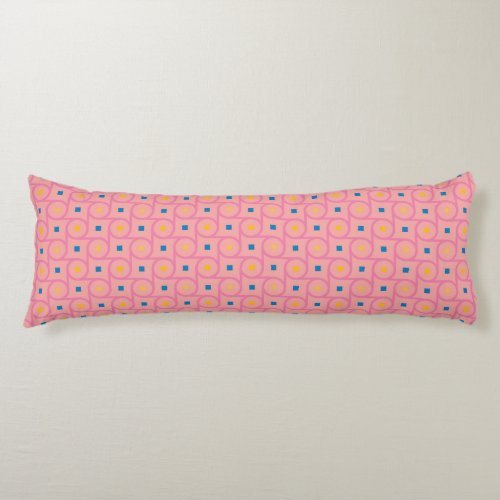 Mid Century Modern Pink Interlocking Circle Body Pillow