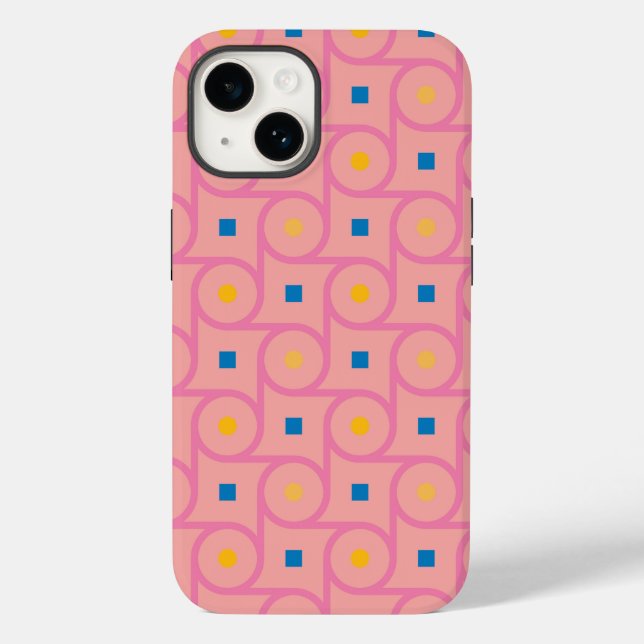 Mid Century Modern Pink Interlocking Circle Case-Mate iPhone Case (Back)