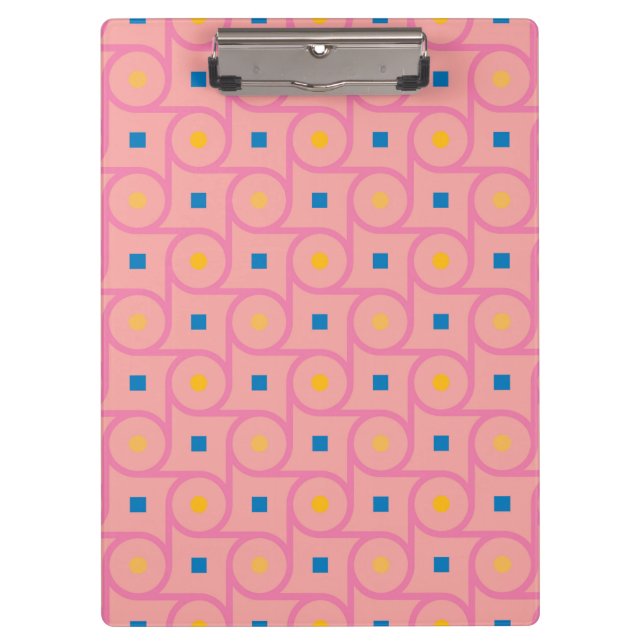 Mid Century Modern Pink Interlocking Circle Clipboard (Front)