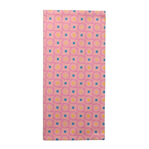 Mid Century Modern Pink Interlocking Circle Cloth Napkin