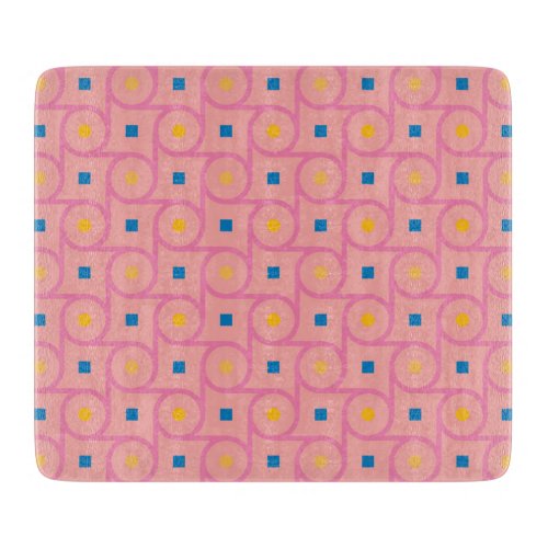 Mid Century Modern Pink Interlocking Circle Cutting Board