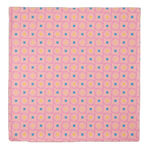 Mid Century Modern Pink Interlocking Circle Duvet Cover