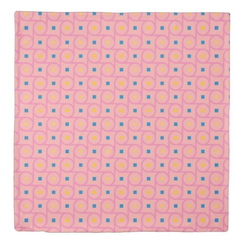 Mid Century Modern Pink Interlocking Circle Duvet Cover