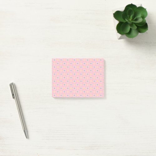 Mid Century Modern Pink Interlocking Circle Post_it Notes