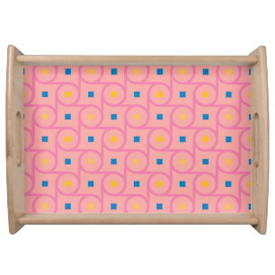 Mid Century Modern Pink Interlocking Circle Serving Tray