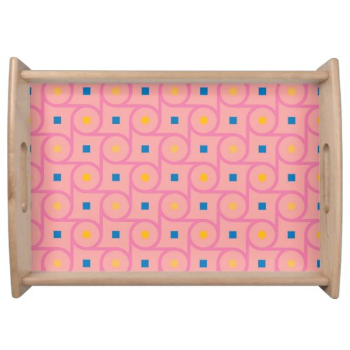 Mid Century Modern Pink Interlocking Circle Serving Tray