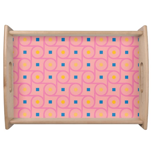 Mid Century Modern Pink Interlocking Circle Serving Tray (Front)