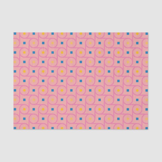 Mid Century Modern Pink Interlocking Circle Tissue Paper (Front)