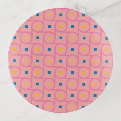 Mid Century Modern Pink Interlocking Circle Trinket Tray