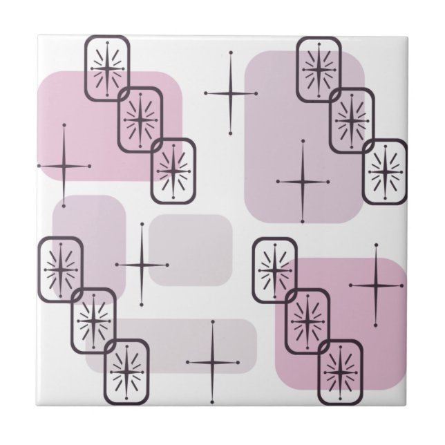 Mid Century Modern Pink Light Purple Ceramic Tile (Front)