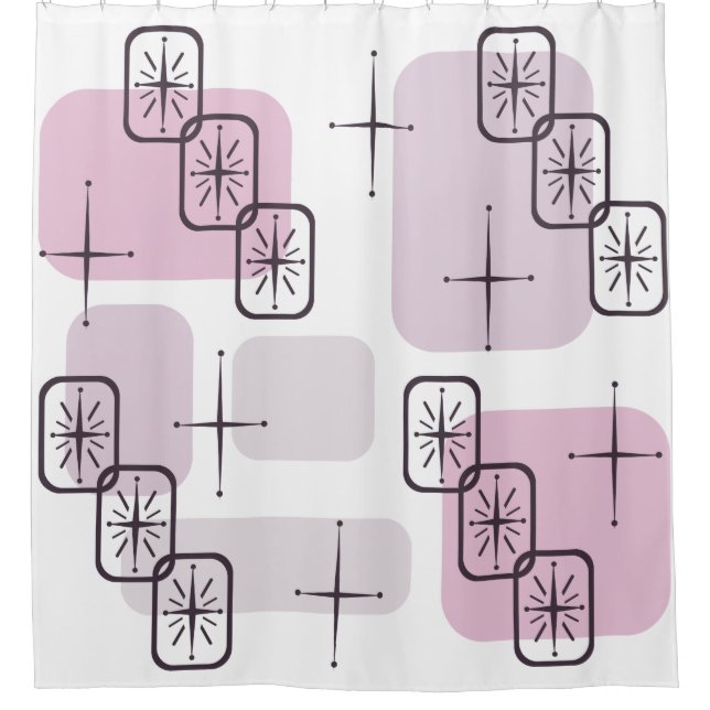 Mid Century Modern Pink Light Purple Shower Curtain (Front)