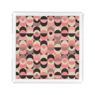 Mid-Century Modern Pink Pattern Acrylic Tray